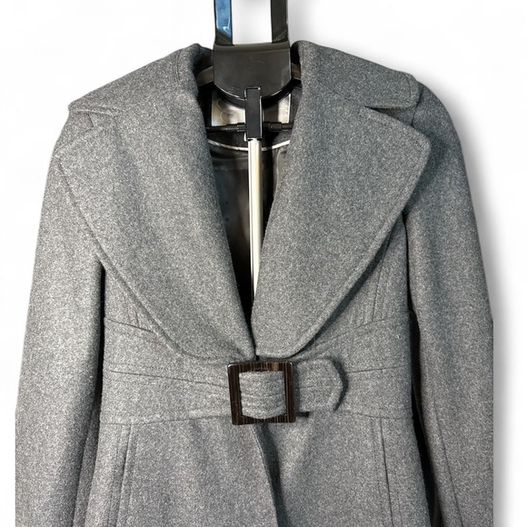 Jessica‎ Simpson Gray Belted Wool Blend Winter Chic Overcoat Size Small - Picture 3 of 10
